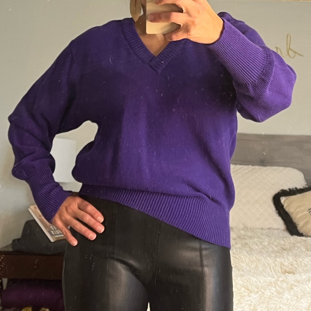 Vintage Yves Saint Laurent purple v-neck sweater